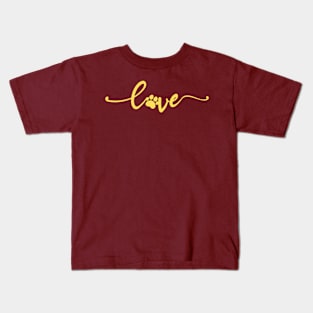 Paw Print on Love Text Illustration Kids T-Shirt